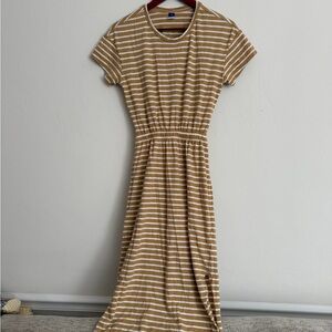 Old Navy Tan Striped Midi Dress
